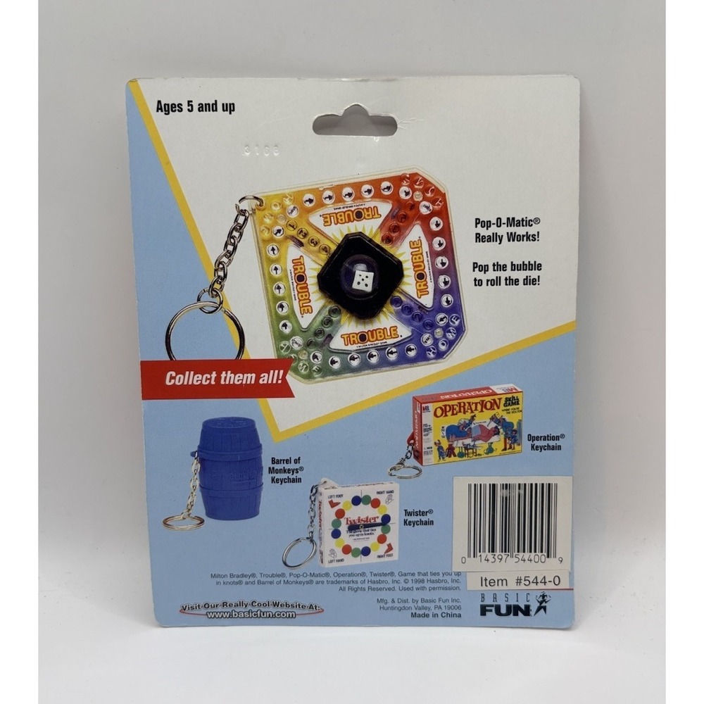 Mini Trouble Game Keychain by Basic Fun 1996 Really Works! New Factory Sealed - Picture 2 of 2